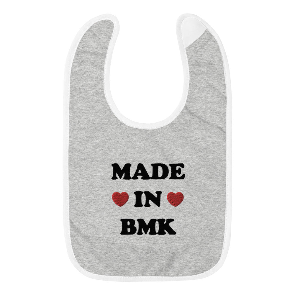 I Heart Made In Embroidered Baby Bib